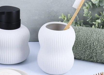 VASO GRES REDONDO DECOR HOJA BLANCO - 61167100