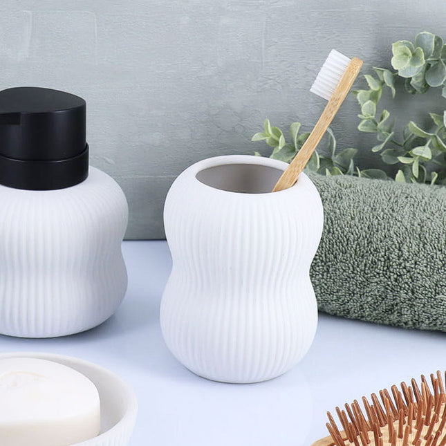 VASO GRES REDONDO DECOR HOJA BLANCO - 61167100