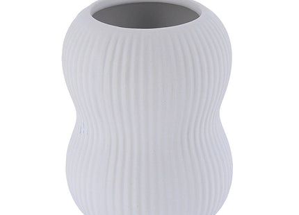 VASO GRES REDONDO DECOR HOJA BLANCO - 61167100