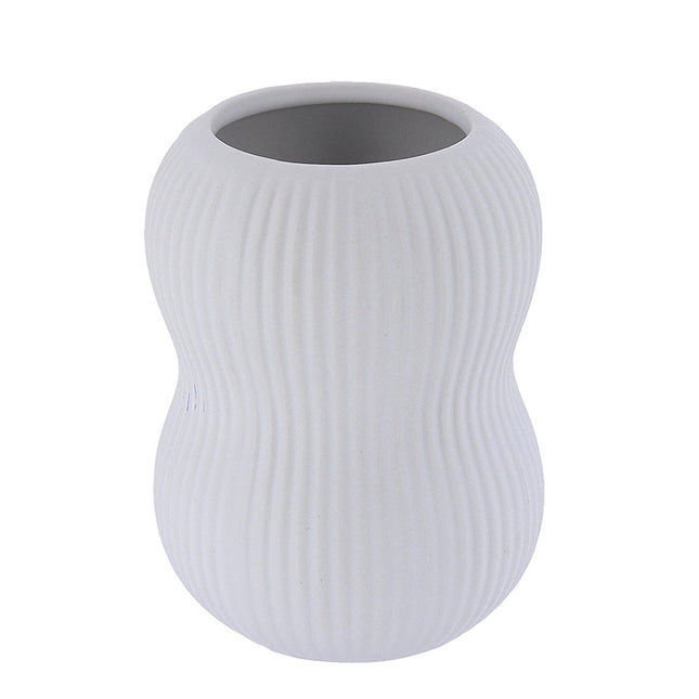 VASO GRES REDONDO DECOR HOJA BLANCO - 61167100