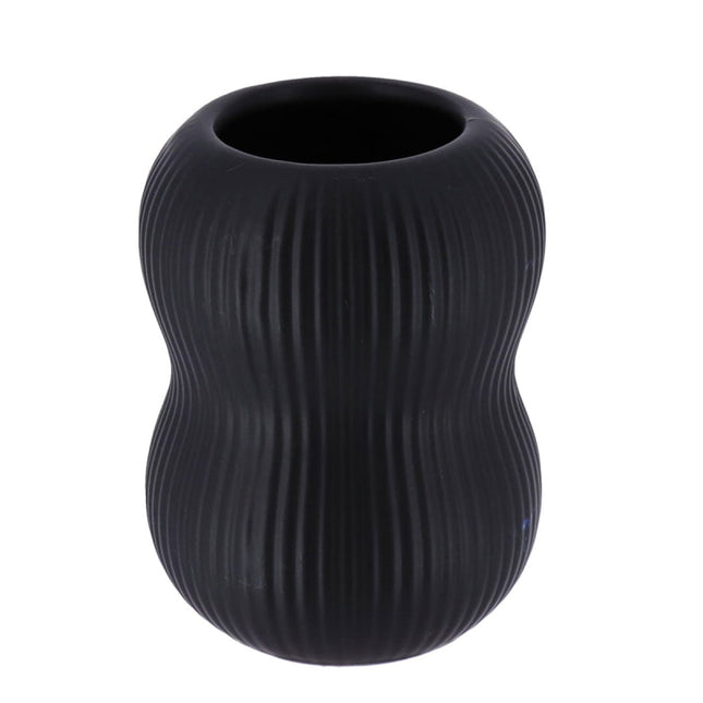 VASO GRES REDONDO DECOR HOJA NEGRO - 61167108