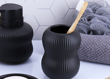 VASO GRES REDONDO DECOR HOJA NEGRO - 61167108