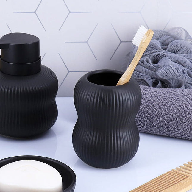 VASO GRES REDONDO DECOR HOJA NEGRO - 61167108