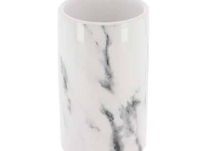 Vaso redondo de dolomita con efecto mármol - 6182602