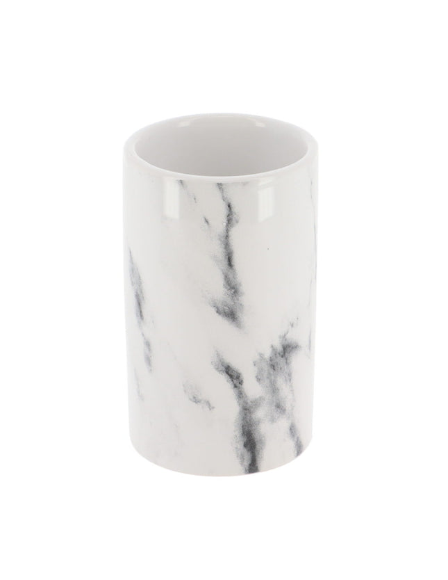 Vaso redondo de dolomita con efecto mármol - 6182602