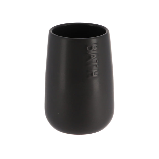 Vaso para cepillos de dientes en dolomita "Bath" negro - 6193237