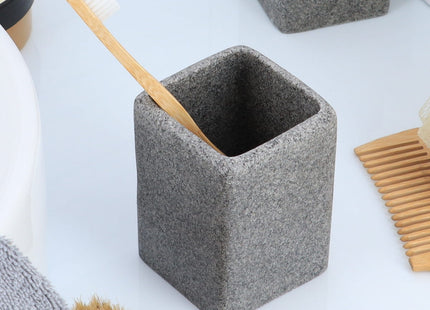 Vaso para cepillos de dientes en poliresina efecto piedra gris - 6194180