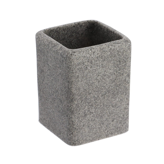 Vaso para cepillos de dientes en poliresina efecto piedra gris - 6194180