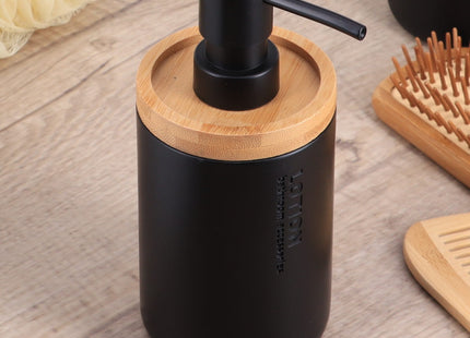 Distribuidor de jabón o loción 280ml en resina Negro & Bambú  - 62101237