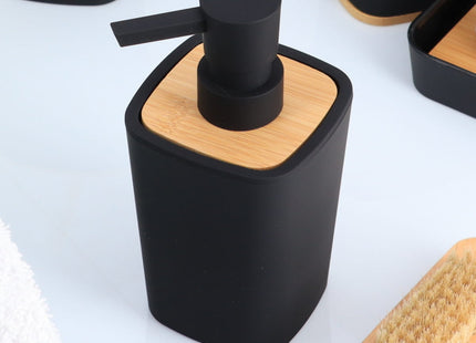 DISTRIBUIDOR DE JABON RUBBER + ABS + BAMBÚ 380 ML NEGRO - 62110103