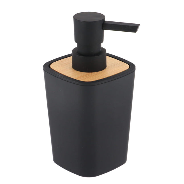 DISTRIBUIDOR DE JABON RUBBER + ABS + BAMBÚ 380 ML NEGRO - 62110103