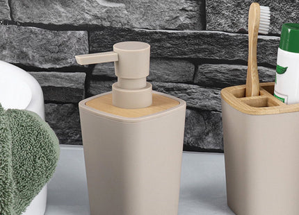 DISTRIBUIDOR DE JABON RUBBER + ABS + BAMBÚ 380 ML BEIGE - 62110161