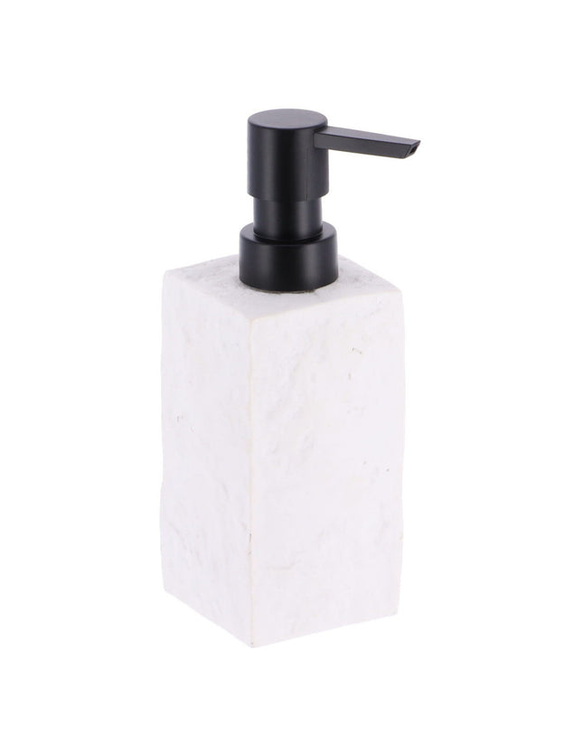 DISTRIBUIDOR DE JABON 260 ML FORMA CUADRADA POLIRESINA EFECTO PIEDRA BLANCO - 62120100