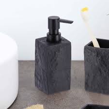 DISTRIBUIDOR DE JABON 260 ML FORMA CUADRADA POLIRESINA EFECTO PIEDRA NEGRO - 62120103