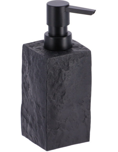 DISTRIBUIDOR DE JABON 260 ML FORMA CUADRADA POLIRESINA EFECTO PIEDRA NEGRO - 62120103