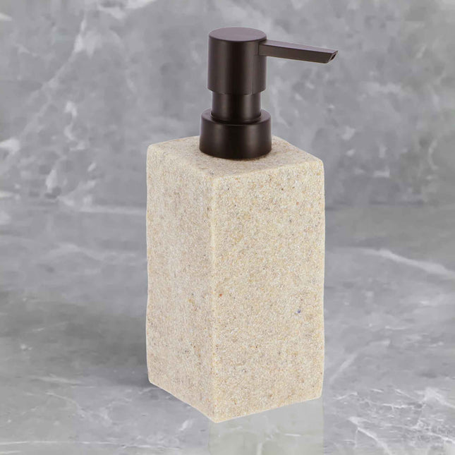 DISTRIBUIDOR DE JABON 260 ML FORMA CUADRADA POLIRESINA EFECTO PIEDRA NATURAL - 62120104