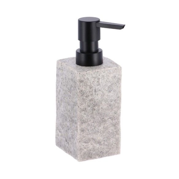 DISTRIBUIDOR DE JABON 260 ML FORMA CUADRADA POLIRESINA EFECTO PIEDRA GRIS - 62120180