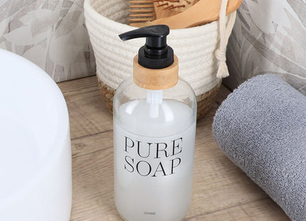 DISTRIBUIDOR DE JABON VIDRIO/BAMBÚ PURE SOAP 500ML TRANSPARENTE - 62127101