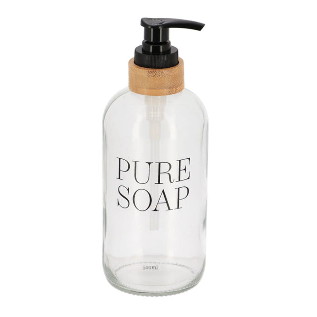 DISTRIBUIDOR DE JABON VIDRIO/BAMBÚ PURE SOAP 500ML TRANSPARENTE - 62127101