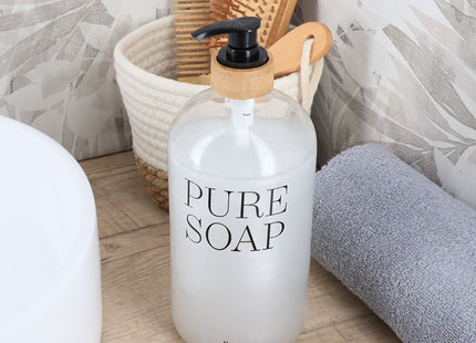 DISTRIBUIDOR DE JABON VIDRIO/BAMBÚ PURE SOAP 1L TRANSPARENTE - 62128101
