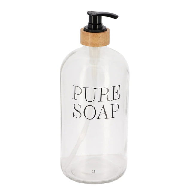 DISTRIBUIDOR DE JABON VIDRIO/BAMBÚ PURE SOAP 1L TRANSPARENTE - 62128101