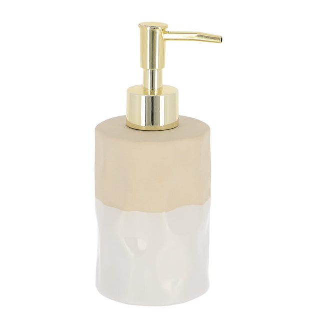 Distribuidor de jabón o loción de cerámica bicolor beige y blanco 310ml - 62137161