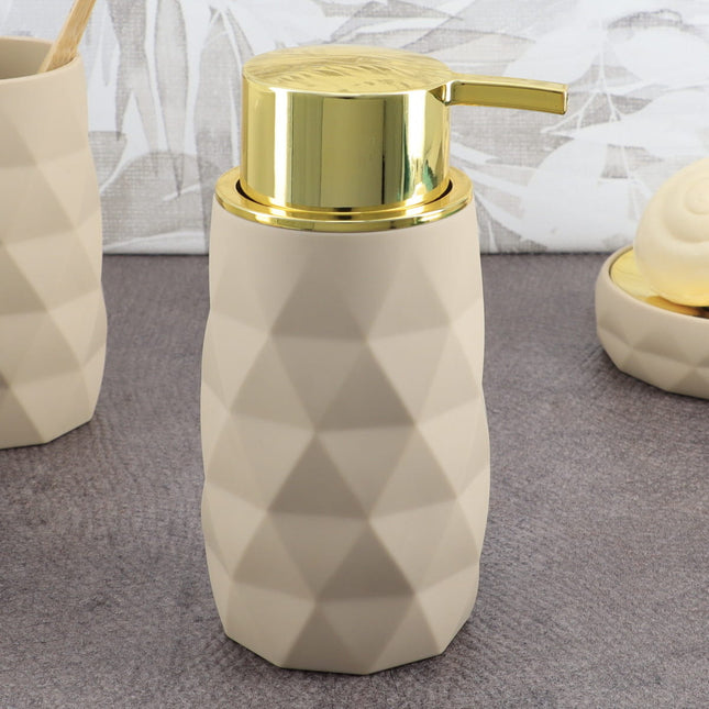 Distribuidor de jabón o loción "Rubber" Beige y Dorado 210ml - 62138161