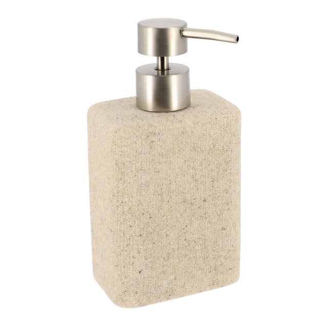 DISTRIBUIDOR DE JABON POLIRESINA RECTANGULAR EFECTO ARENA 360ML NATURAL - 62141104
