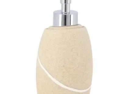DISTRIBUIDOR DE JABON POLIRESINA REDONDO EFECTO PIEDRA 240ML NATURAL - 62153104