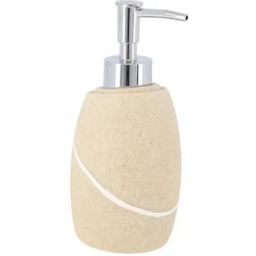 DISTRIBUIDOR DE JABON POLIRESINA REDONDO EFECTO PIEDRA 240ML NATURAL - 62153104