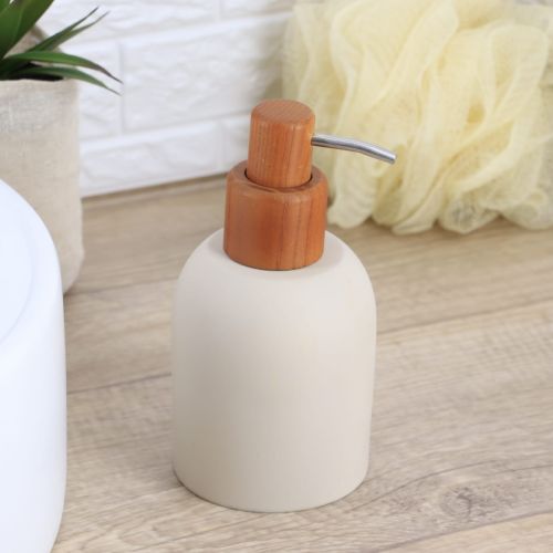 DISTRIBUIDOR DE JABON CEMENTO CON BOMBA DE ACACIA 230ML BEIGE - 62160161