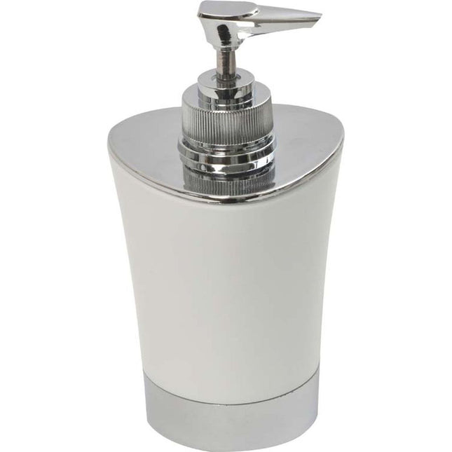 Distribuidor de jabón o loción "Conico" bicolor Blanco y cromo 280ml - 6218N100