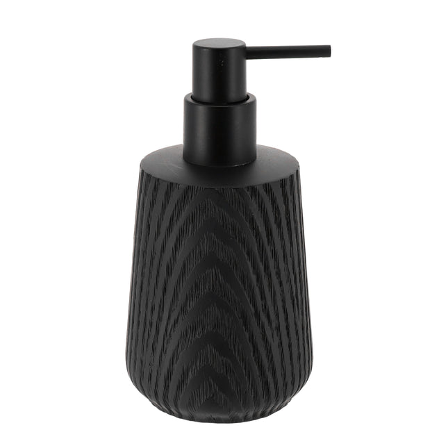 DISTRIBUIDOR DE JABON POLIRESINA EFECTO DE MADERA 350ML NEGRO - 62203103