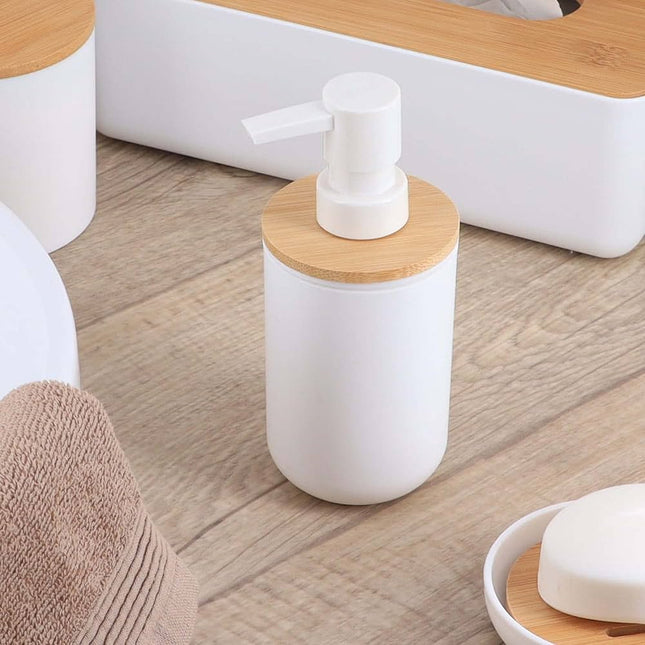 Distribuidor de jabón TENDANCE bambú blanco - 6274210