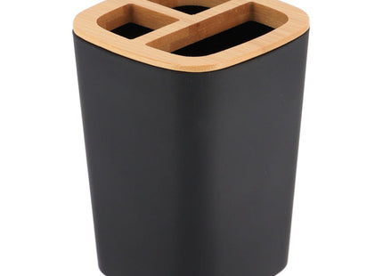 PORTACEPILLOS DE DIENTES RUBBER ABS Y BAMBÚ NEGRO - 63110103
