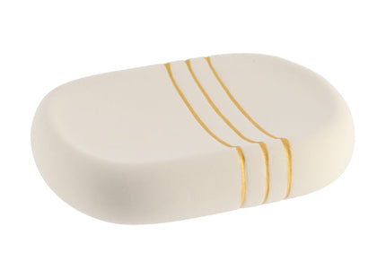 Jabonera de cerámica beige con rayas doradas - 64100104