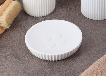 Jabonera de resina blanca con motivo - 64103100