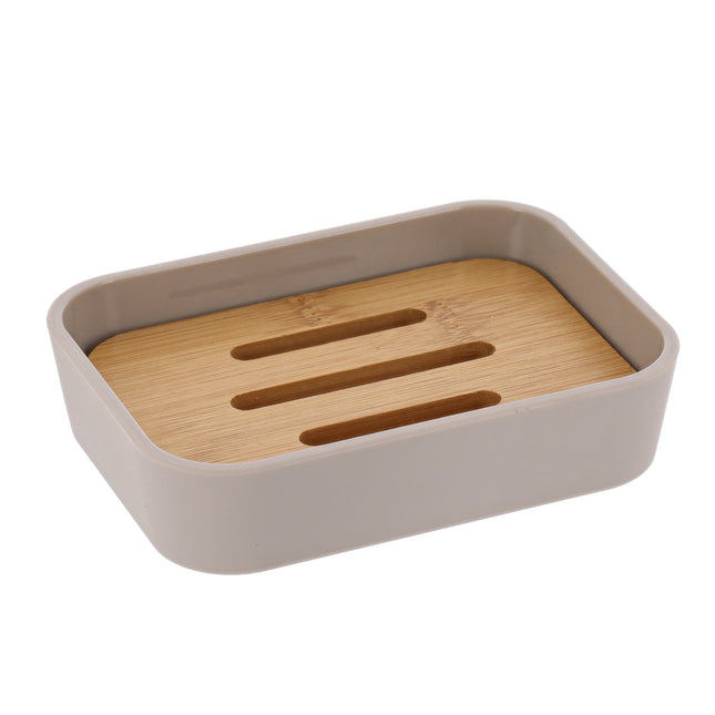 JABONERA RUBBER ABS Y BAMBÚ  BEIGE - 64110161
