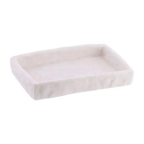 JABONERA RECTANGULAR POLIRESINA EFECTO PIEDRA - BLANCO