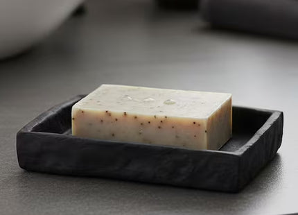 JABONERA RECTANGULAR POLIRESINA EFECTO PIEDRA NEGRO - 64120103