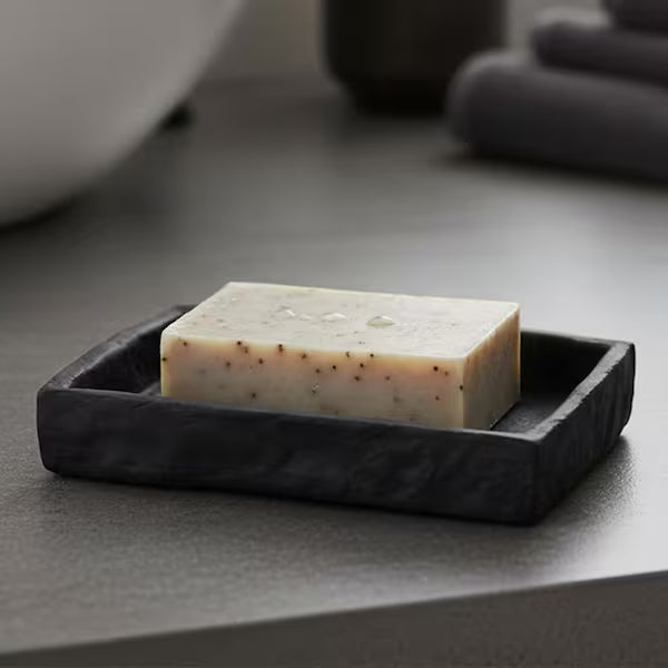 JABONERA RECTANGULAR POLIRESINA EFECTO PIEDRA NEGRO - 64120103