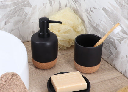 Vaso “Michavila” de cerámica negra y corcho - 66130247