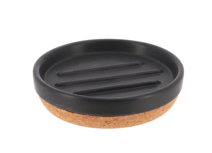 Jabonera “Michavila” de cerámica negra y corcho - 64130247