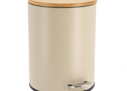 CUBO DE BASURA METAL TAPA CON CAIDA AMORTIGUADA 3L - TOPO/BAMBÚ - 6508165