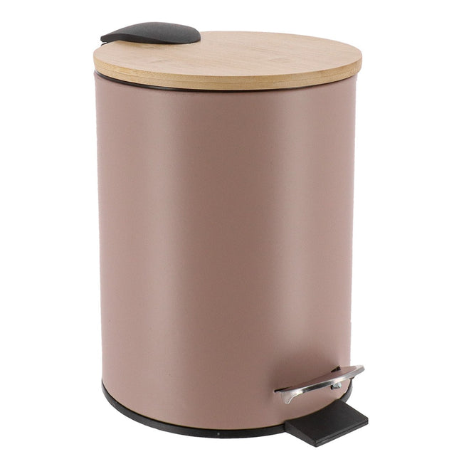 CUBO DE BASURA METAL TAPA CON CAIDA AMORTIGUADA 3L - CAPUCINO/BAMBÚ - 6508166