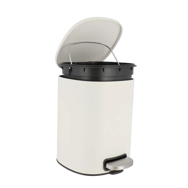 CUBO DE BASURA METAL CUADRADA TAPA CON CAIDA AMORTIGUADA 5L BLANCO - 6535100