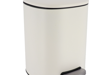 CUBO DE BASURA METAL CUADRADA TAPA CON CAIDA AMORTIGUADA 5L BLANCO - 6535100