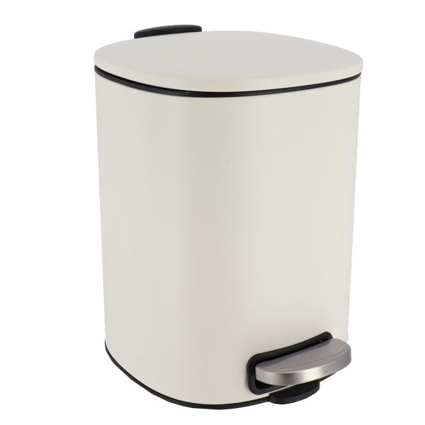 CUBO DE BASURA METAL CUADRADA TAPA CON CAIDA AMORTIGUADA 5L BLANCO - 6535100