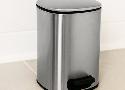 CUBO DE BASURA METAL CUADRADA TAPA CON CAIDA AMORTIGUADA 5L  CROMO - 6535102