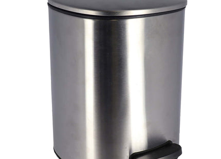 CUBO DE BASURA METAL CUADRADA TAPA CON CAIDA AMORTIGUADA 5L  CROMO - 6535102